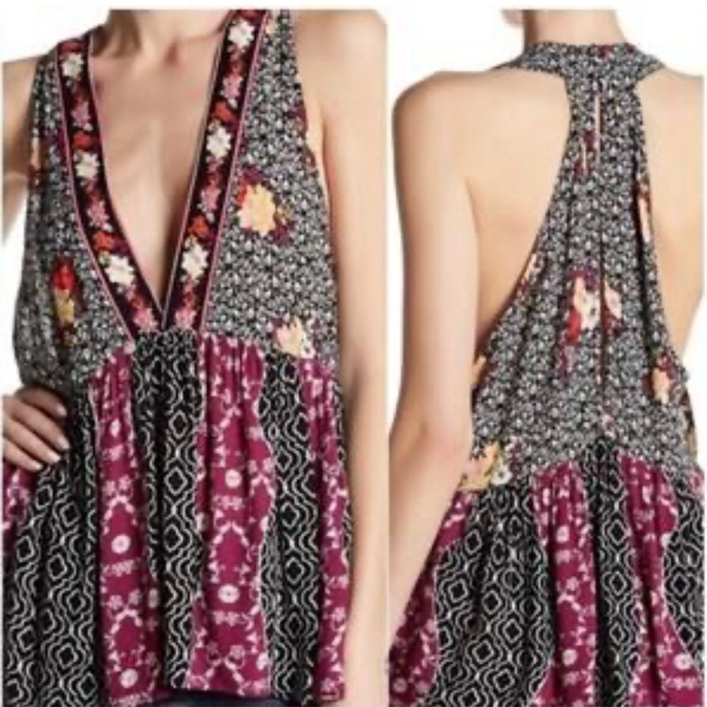 Free People Floral Patterned Halter Top